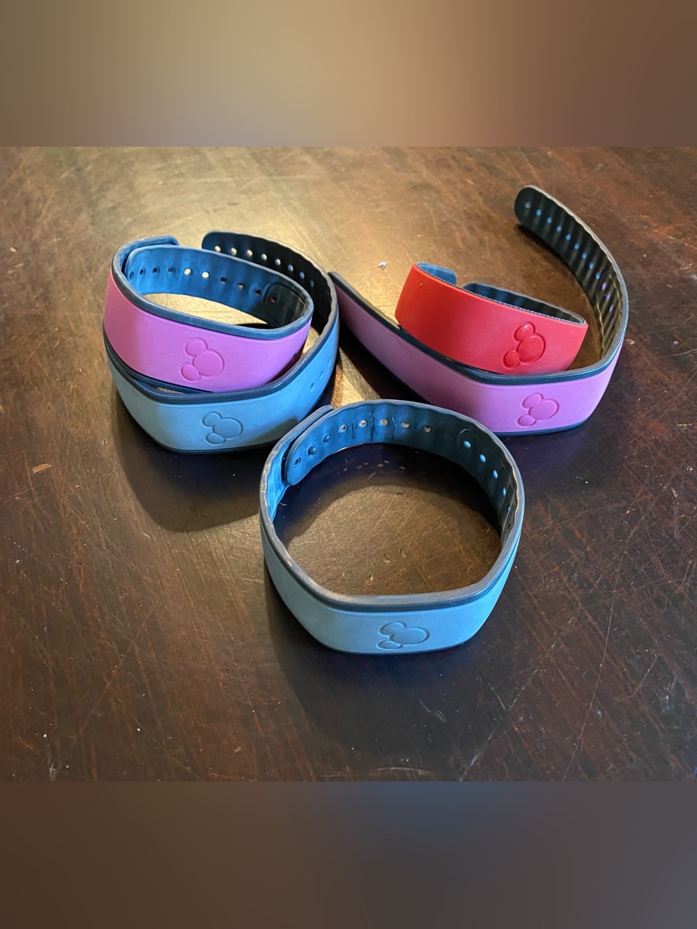 Disney Original MagicBands - Gray, Pink & Red - Set of 4